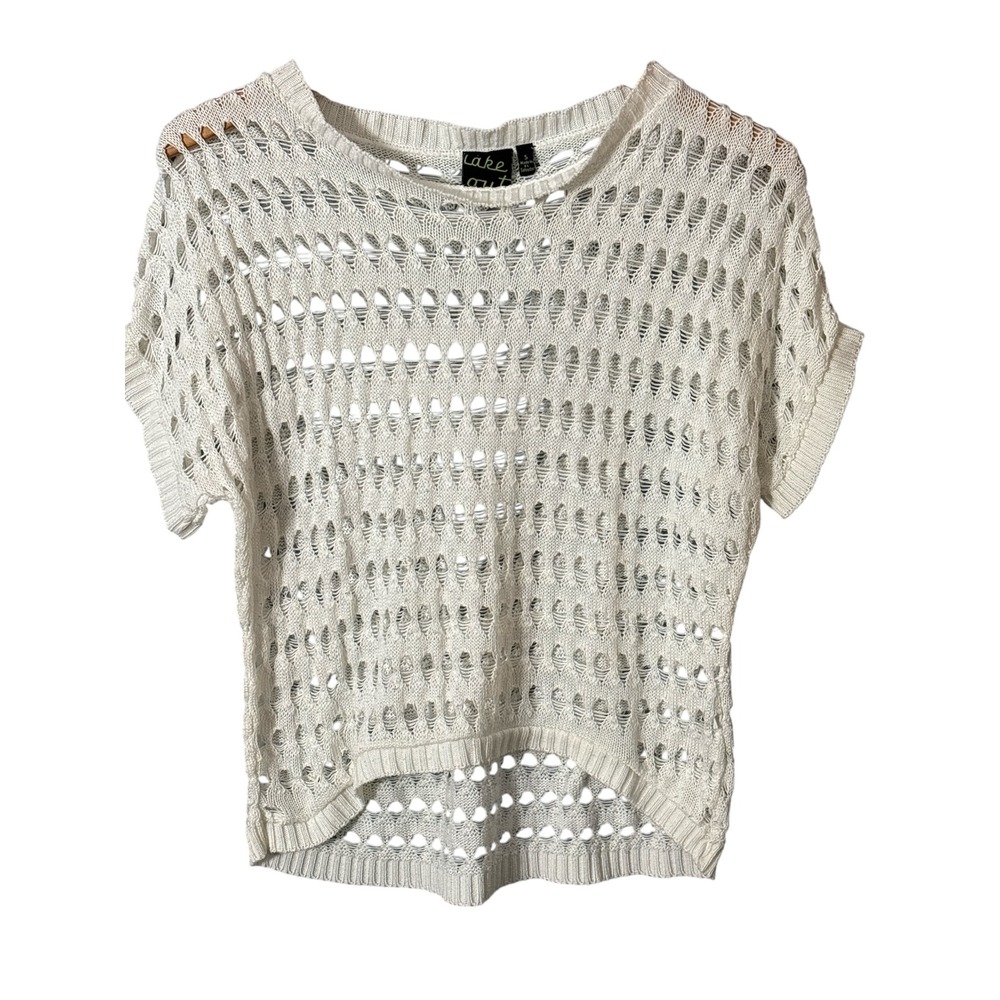 Boho Cream Open Knit Crochet Sweater
Top